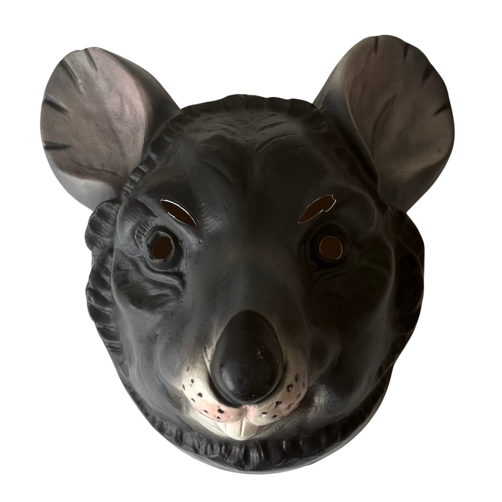 Vintage Black Rat Plastic Mask Halloween Costume Accessory Made in Mauritius